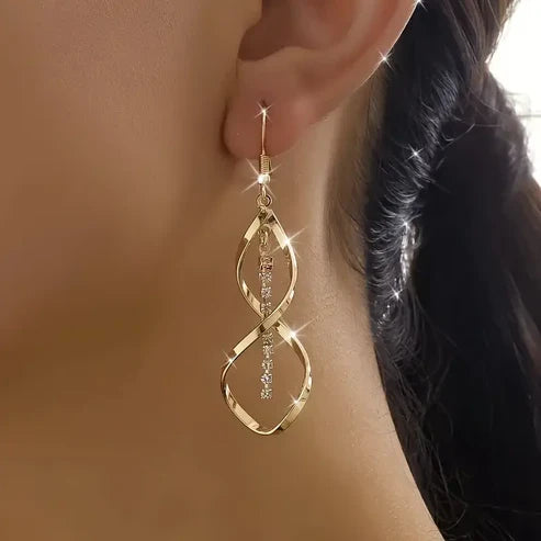 Dangling Spiral Gold Earrings