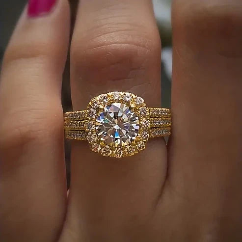 Layered Elegant Zirconia Gold Ring