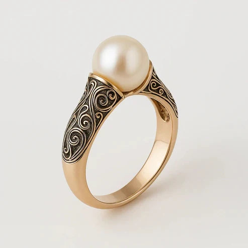 Vintage Pearl Golden Ring