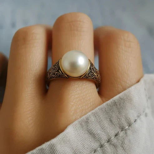 Vintage Pearl Golden Ring
