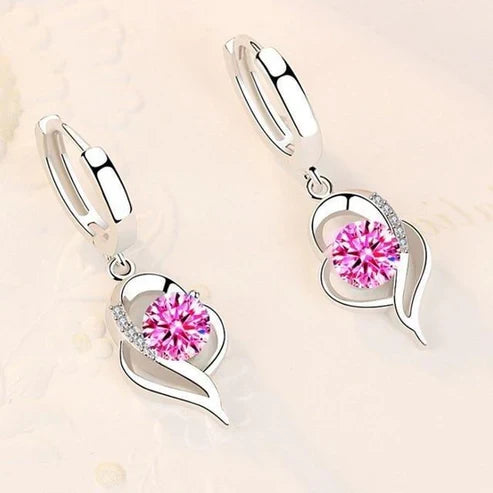 Silver and Zirconia Inlaid Floral Earrings