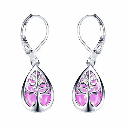 Tree of Life Earrings in Opal and Silver